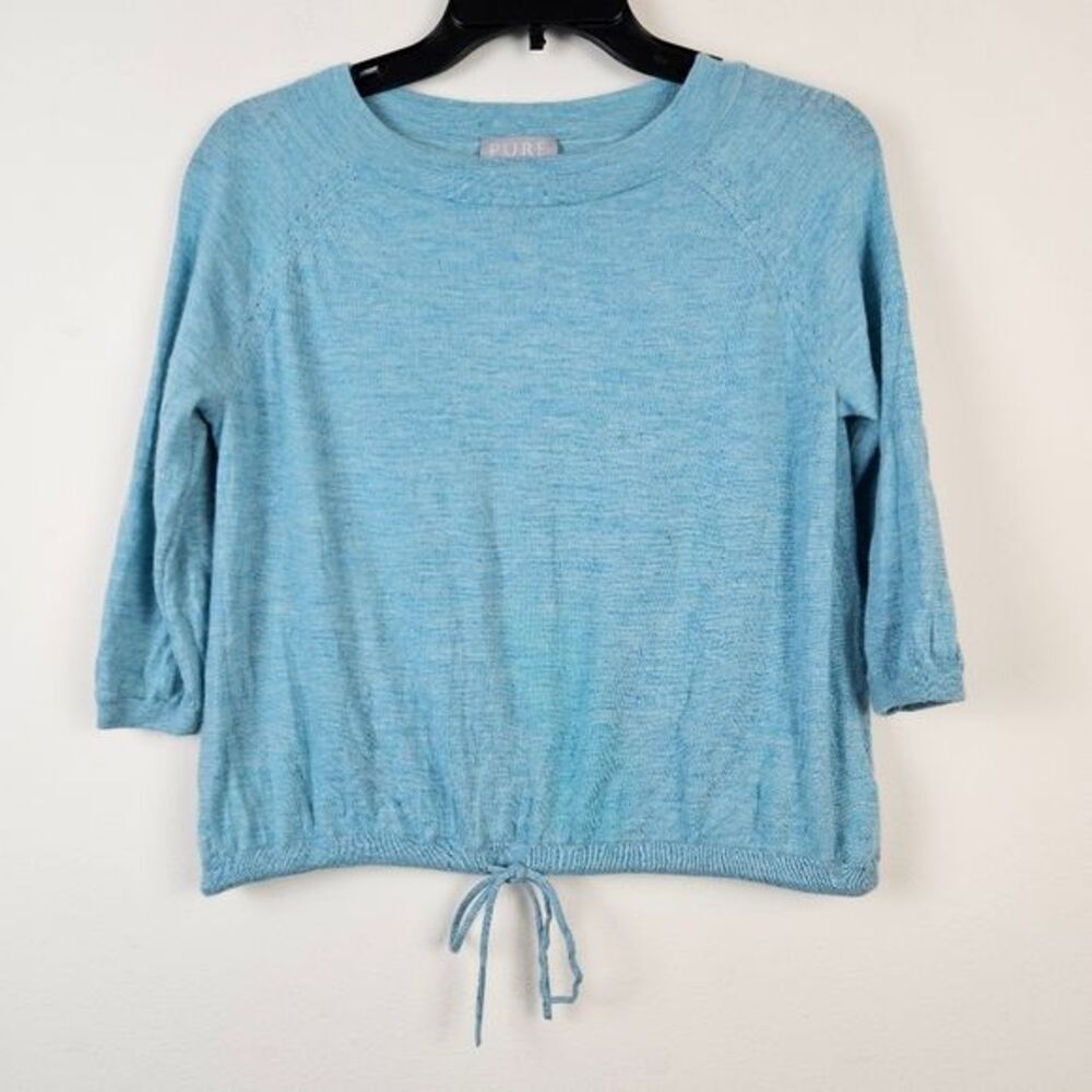 Pure Collection Cashmere Cropped Sweater top Size 2 blue